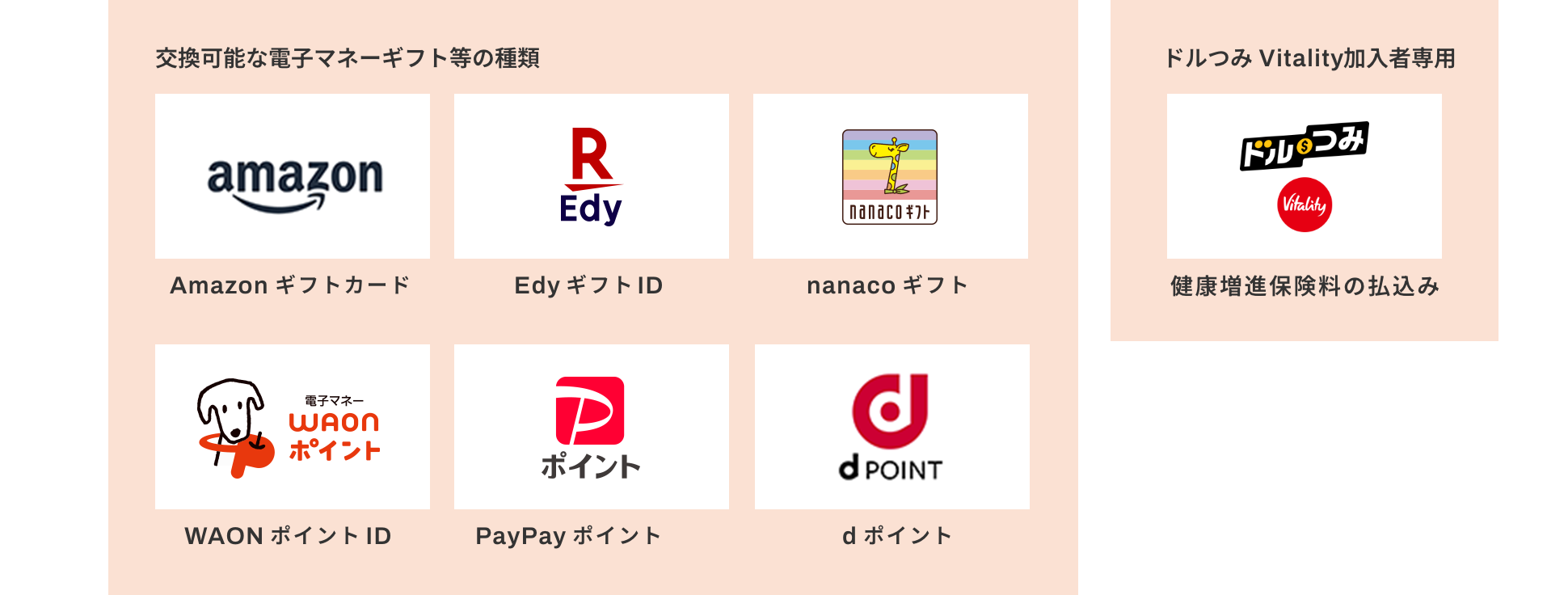 ドルつみ Vitality加入者専用 健康増進保険料の払込み